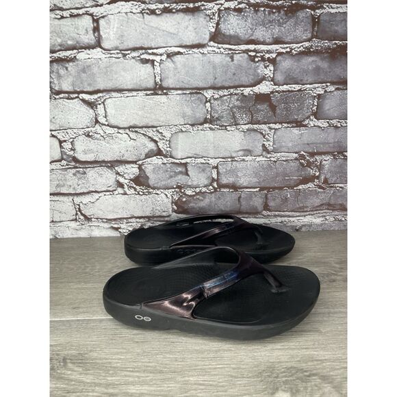 OOFOS OOlala Purple Metallic Recovery Flip Flop Sandals Women’s Sz 7.5M US/38EU - Picture 9 of 16